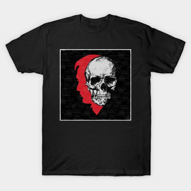 Hannibal Blood Red Profile with Gray Skull Superimposed T-Shirt by OrionLodubyal